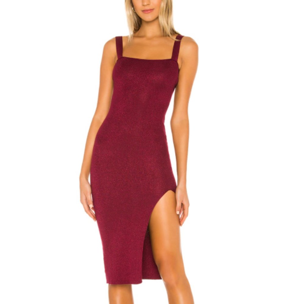 Superdown Maroon Square Neck Midi Dress - size XS